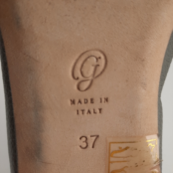 M. GEMI Italy Pointed Pebble Leather Gray Flats Slip On Loafers Flats 37 7 - Picture 13 of 14